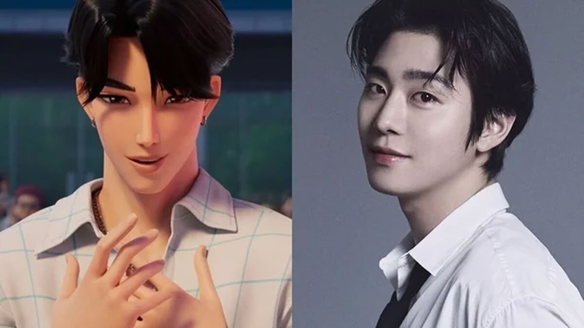 Jinu from KPop Demon Hunters and the actor Ahn Hyo-seop, who voices him.